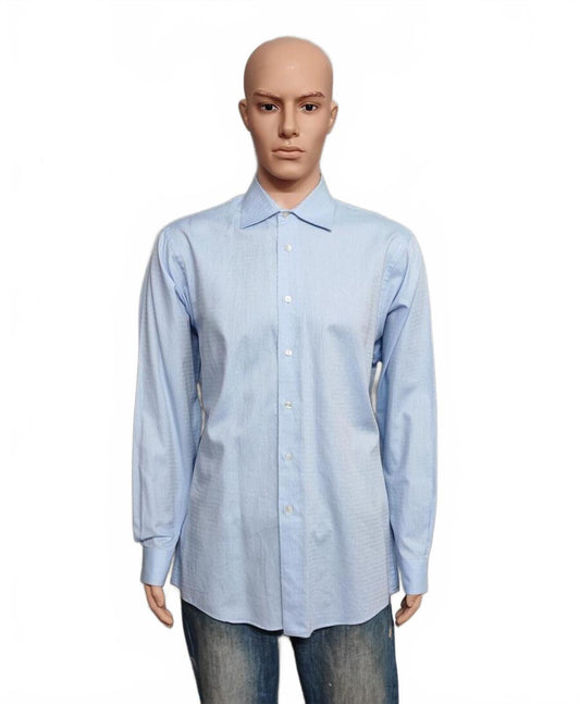 Vintage Calvin Klein Textured Long Sleeve Shirt Light Blue Men's Size Large L