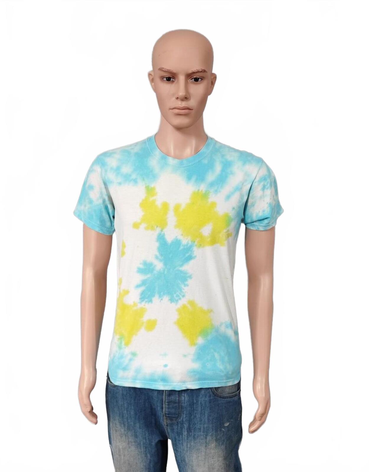 Vintage Hanes Psychedelic Tie Dye Graphic T-Shirt Blue Yellow Men's Size Medium M