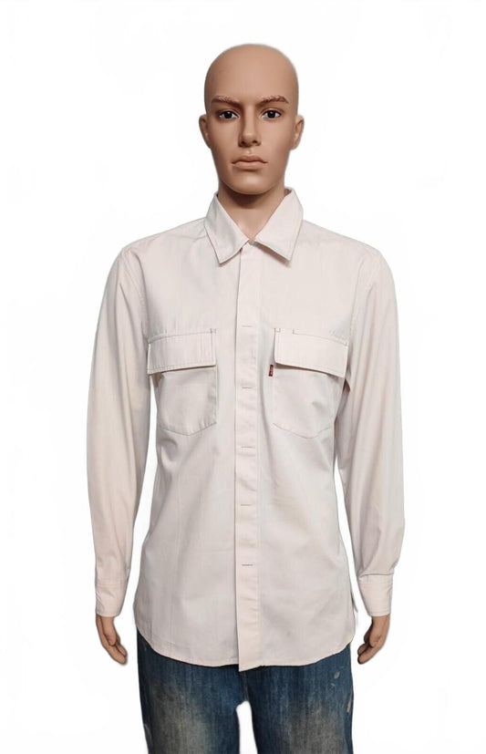 Vintage Levi's Sta-Prest Long Sleeve Shirt Cream Workwear Men's Size L