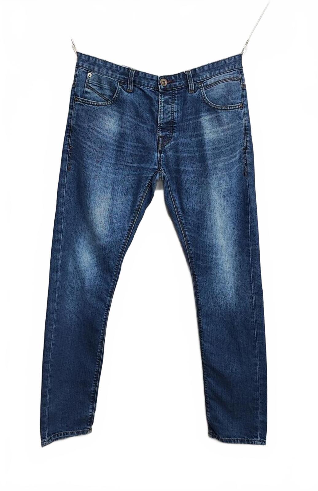 Vintage Crosshatch Navy Blue Dark Wash Jeans Y2K Retro Streetwear Men's W34 L32