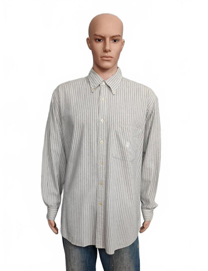 Vintage Nautica Striped Long Sleeve Shirt Black White Men's Size XL Oversized