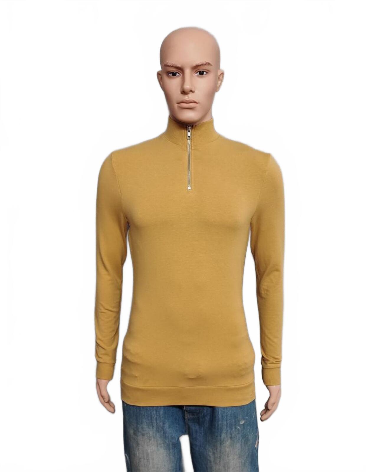 Vintage Asos Design Plain Mustard Yellow Crewneck Long Sleeve Top Men Size Small