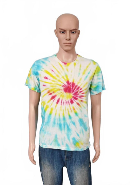 Vintage Fruit of the Loom Tie Dye Graphic T-Shirt Multicoloured Retro 90s Men's Size Small S