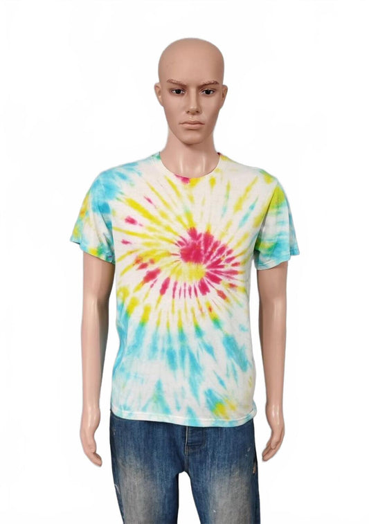 Vintage Fruit of the Loom Tie Dye Graphic T-Shirt Multicoloured Retro 90s Men's Size Small S