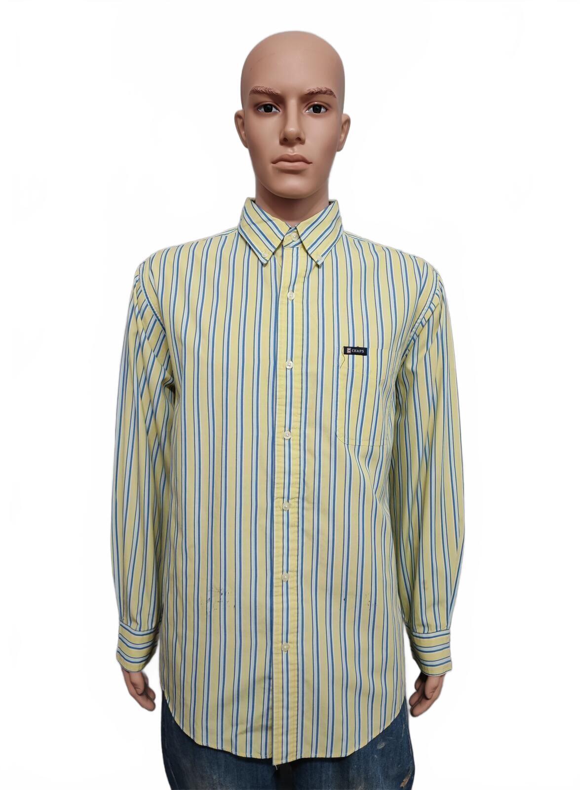 Vintage Chaps Striped Long Sleeve Shirt Yellow Blue Men's Size XL