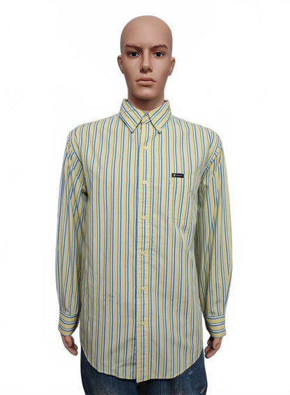 Vintage Chaps Striped Long Sleeve Shirt Yellow Blue Men's Size XL