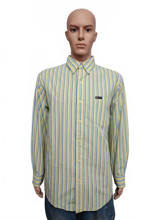 Vintage Chaps Striped Long Sleeve Shirt Yellow Blue Men's Size XL