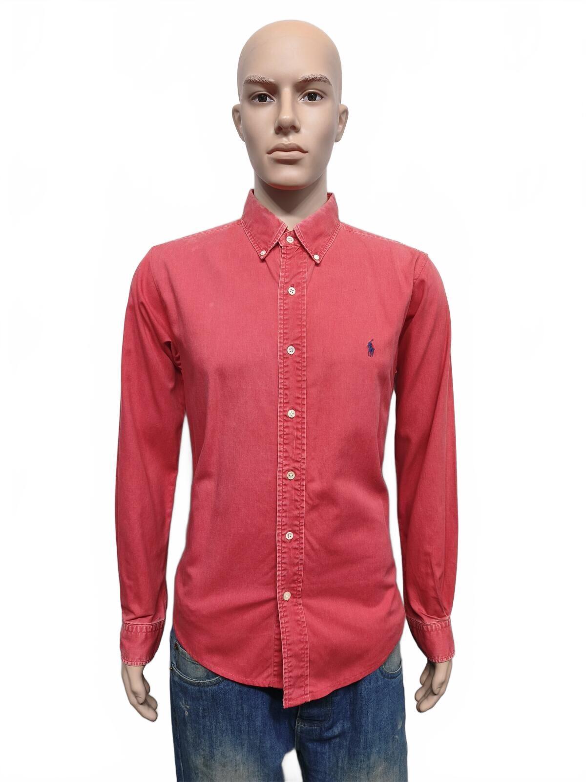 Vintage Polo Ralph Lauren Plain Long Sleeve Shirt Faded Red Men's Size Small S