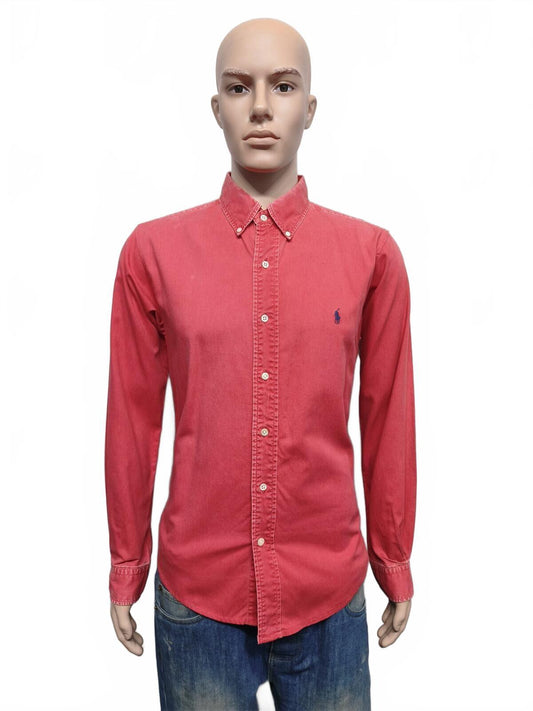 Vintage Polo Ralph Lauren Plain Long Sleeve Shirt Faded Red Men's Size Small S