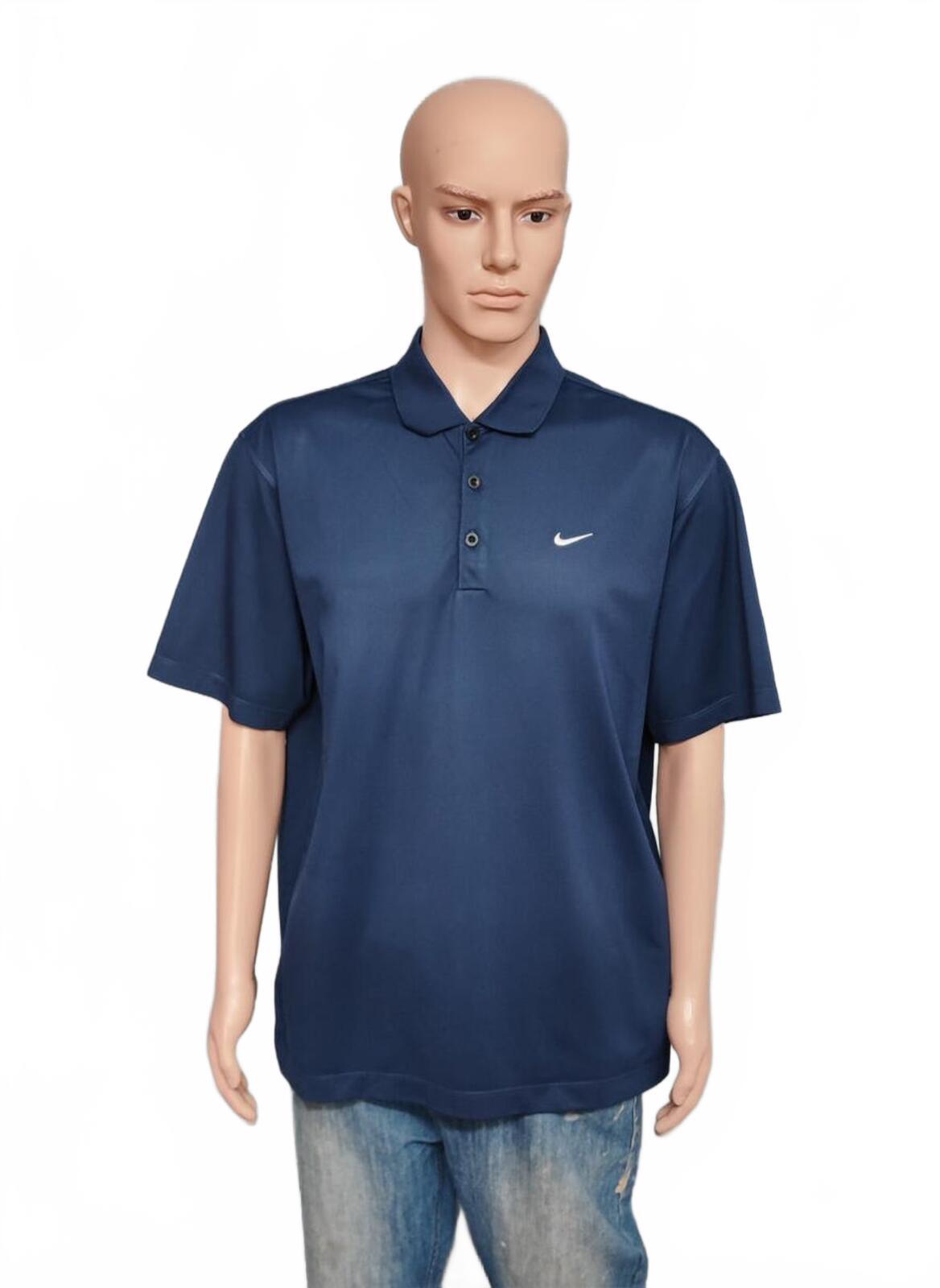 Vintage Nike Embroidered Swoosh Polo Shirt Navy Blue Retro 90s Men's Size XXL