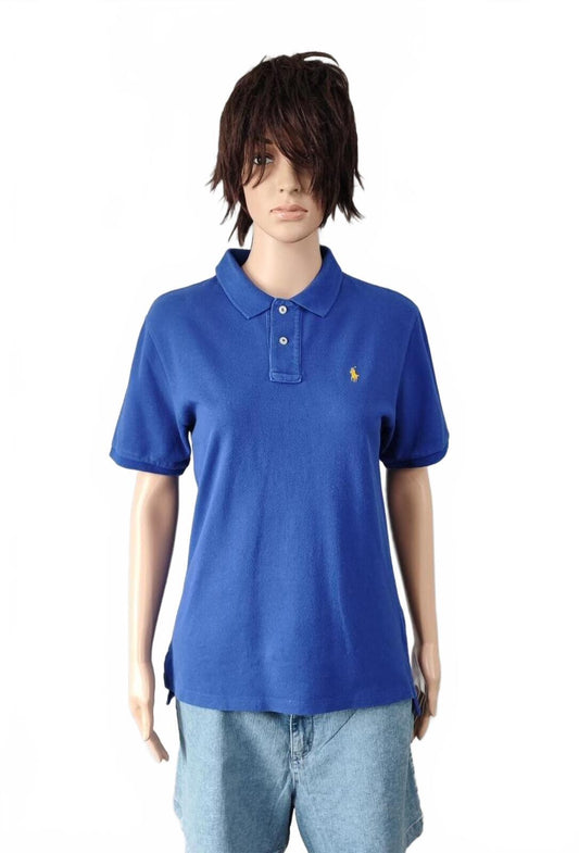 Vintage Ralph Lauren Embroidered Polo Shirt Faded Blue Retro 90s Size Small S