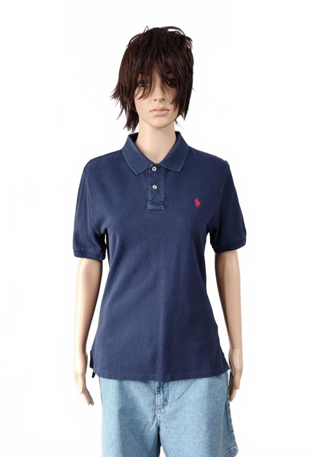 Vintage Ralph Lauren Embroidered Polo Shirt Navy Blue Retro 90s Size Small S
