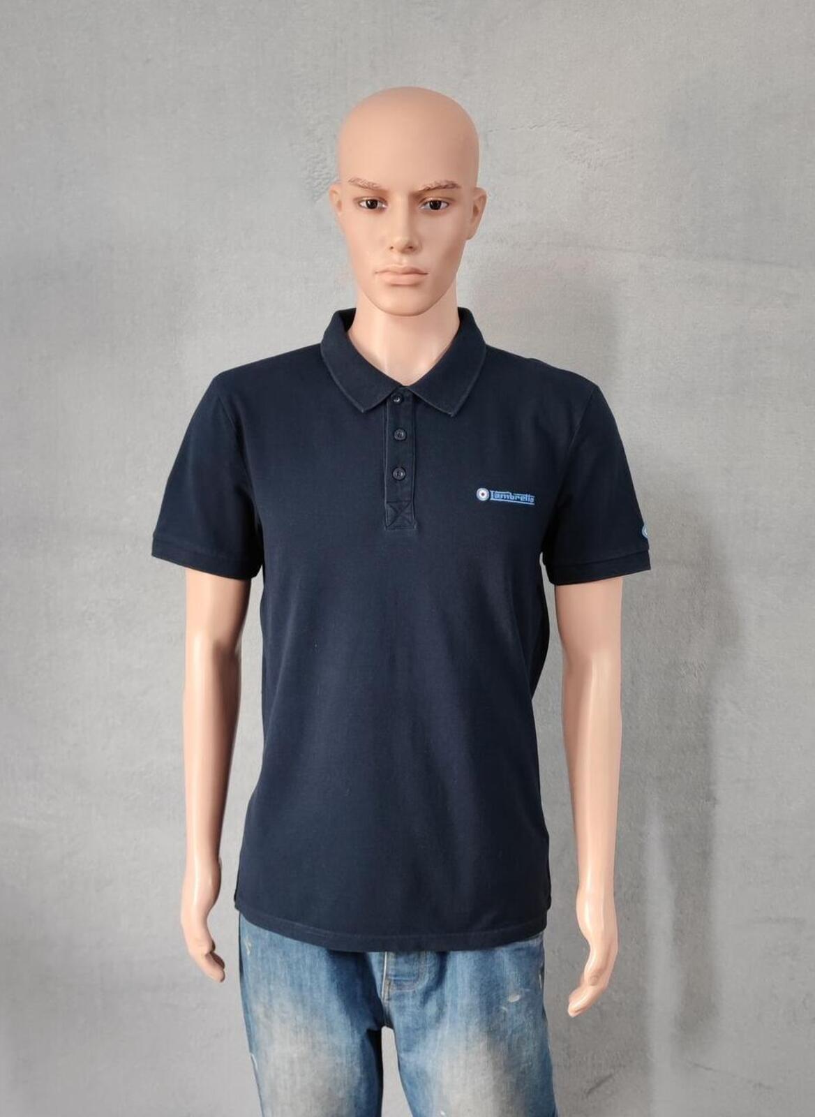 Vintage Lambretta Embroidered Logo Polo Shirt Navy Blue Retro 90s Men's Size M