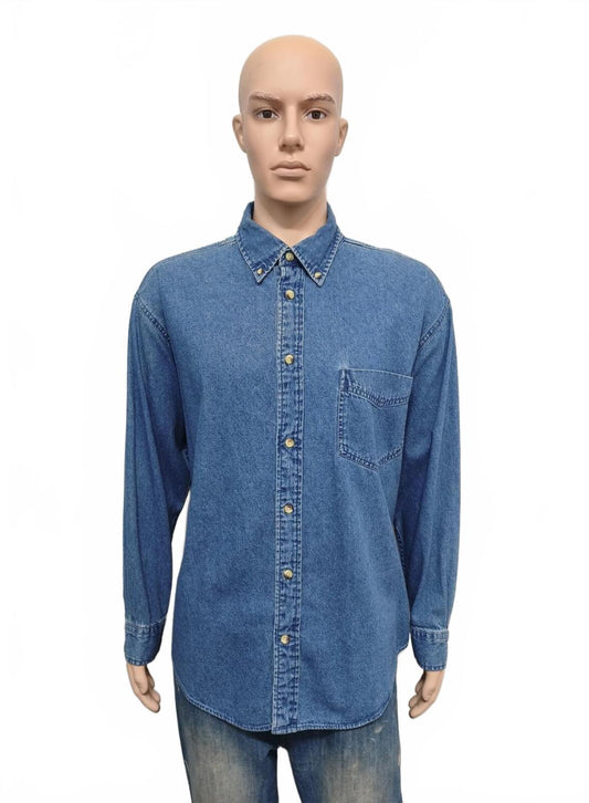 Vintage Wrangler Hero Shirt Men Size XXL Blue Workwear 90s Oversized Cotton Retro