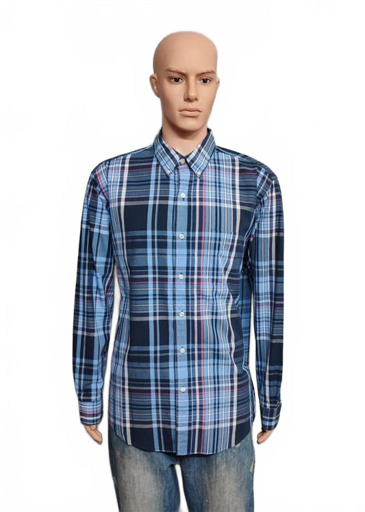 Vintage Chaps Checked Long Sleeve Shirt Blue Red Men's Size XXL