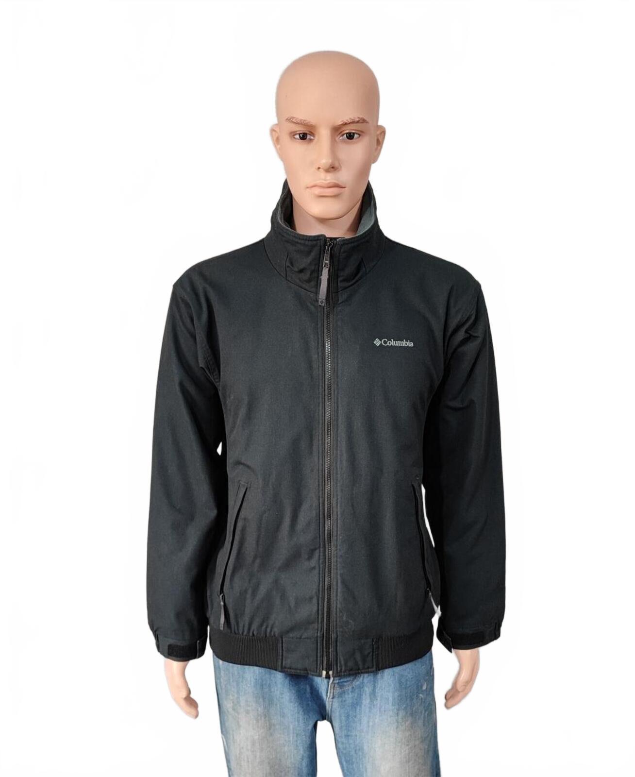 Vintage Columbia Plain Faded Black Fleece Lined Bomber Jacket Men Size Large