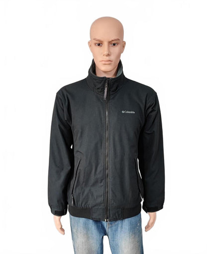 Vintage Columbia Plain Faded Black Fleece Lined Bomber Jacket Men Size Large