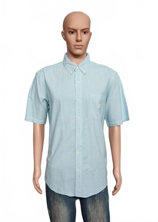 Vintage Chaps Checked Short Sleeve Shirt Blue White Men's Size Large L