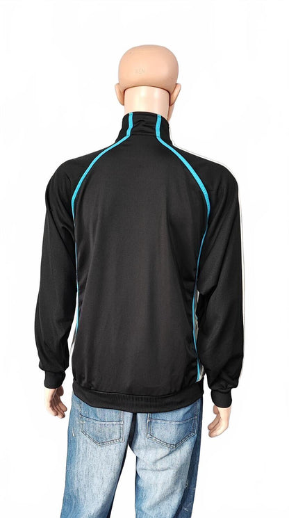 Vintage Adidas Track Jacket Black White Cyan Men's Size XL