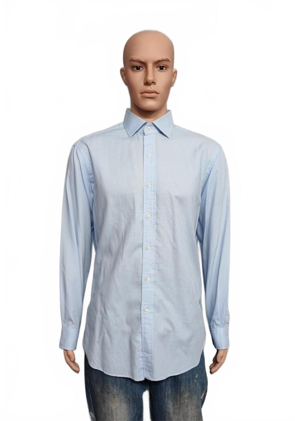 Vintage Polo Ralph Lauren Micro-Check Long Sleeve Shirt Light Blue Men Size XXL