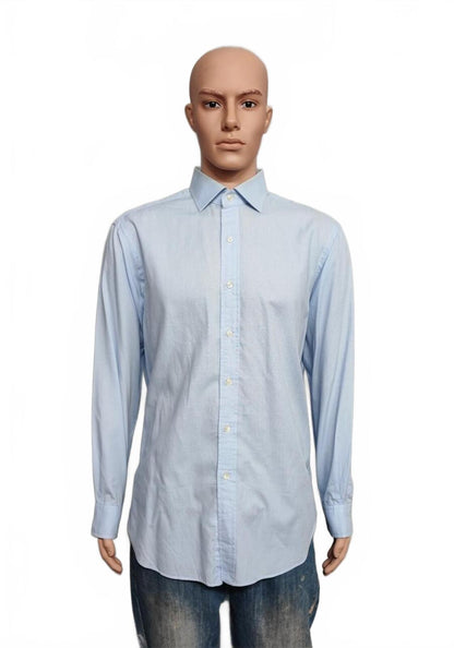 Vintage Polo Ralph Lauren Micro-Check Long Sleeve Shirt Light Blue Men Size XXL