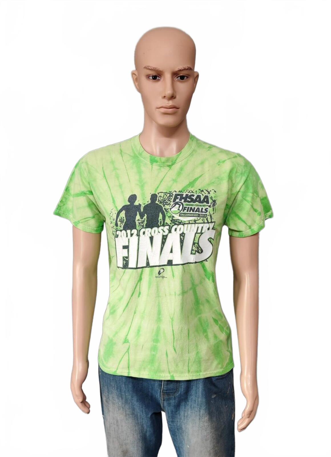 Vintage 2012 FHSAA Cross Country Tie Dye T-Shirt Neon Green Retro Men's Size M