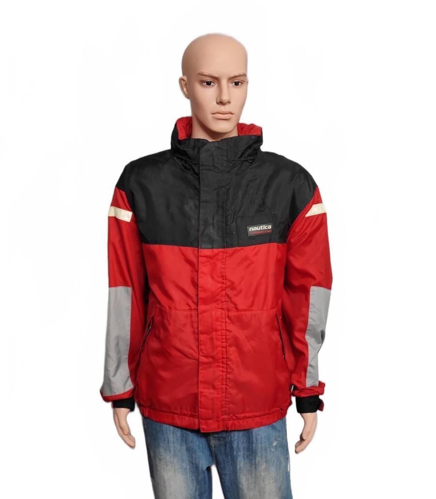 Vintage Nautica Competition Sailing Jacket Red Black Colour Block Men Size 3XL