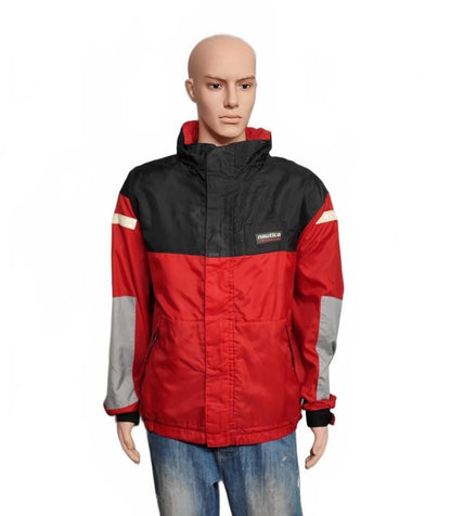 Vintage Nautica Competition Sailing Jacket Red Black Colour Block Men Size 3XL
