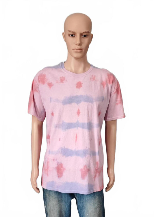 Vintage Hanes Tie Dye Graphic T-Shirt Pink Multicolour Retro 90s Mens Size Large