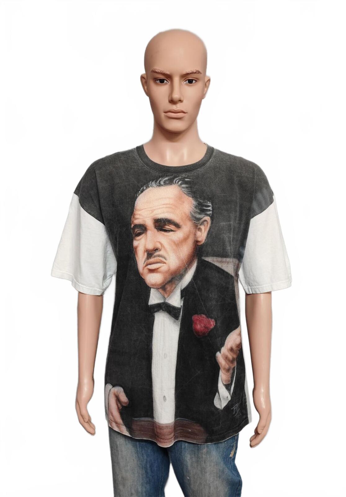 Vintage The Godfather Movie T-Shirt Monochrome All Over Print Men's Size XXL