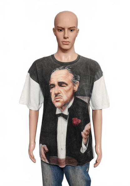 Vintage The Godfather Movie T-Shirt Monochrome All Over Print Men's Size XXL