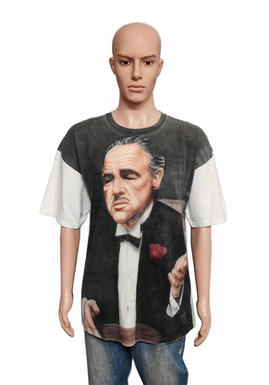 Vintage The Godfather Movie T-Shirt Monochrome All Over Print Men's Size XXL