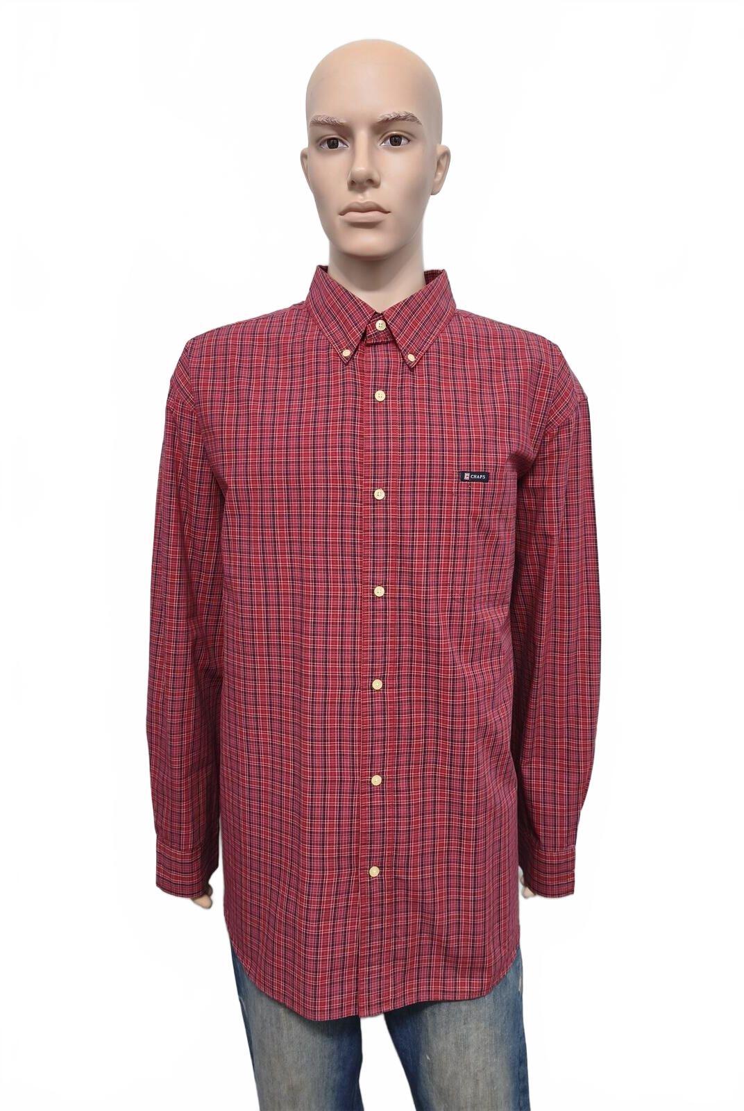 Vintage Chaps Checked Long Sleeve Shirt Red Navy Men's Size XXXL Oversized