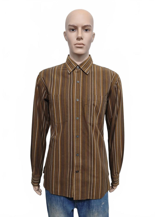 Vintage Timberland Striped Long Sleeve Shirt Brown White Men's Size Large L