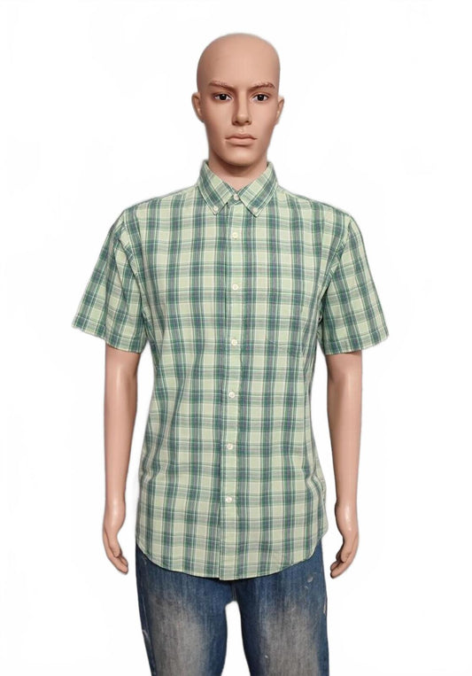 Vintage Chaps Plain Short Sleeve Shirt Green Casual Preppy Men's Size Large L