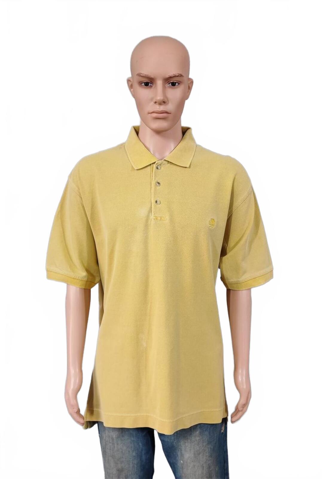 Vintage Timberland Weather Gear Polo Shirt Faded Mustard Yellow 90s Men Size XXL