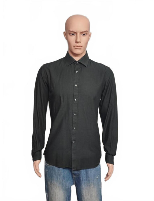 Vintage DKNY Plain Long Sleeve Shirt Solid Black Men's Size Medium M