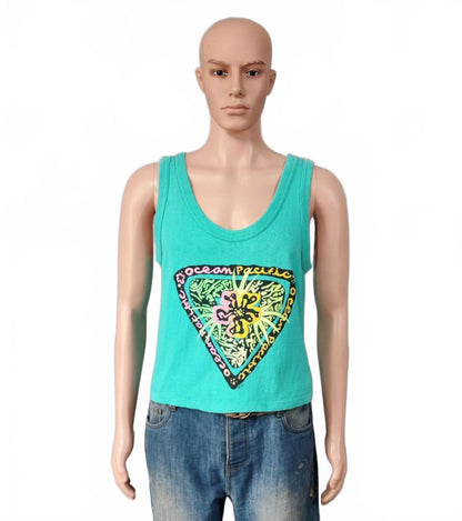 Vintage Ocean Pacific OP Surf Vest Tank Top Faded Green Men's Size S