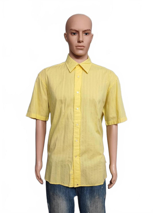 Vintage Tommy Hilfiger Checked Short Sleeve Shirt Yellow Men's Size XL