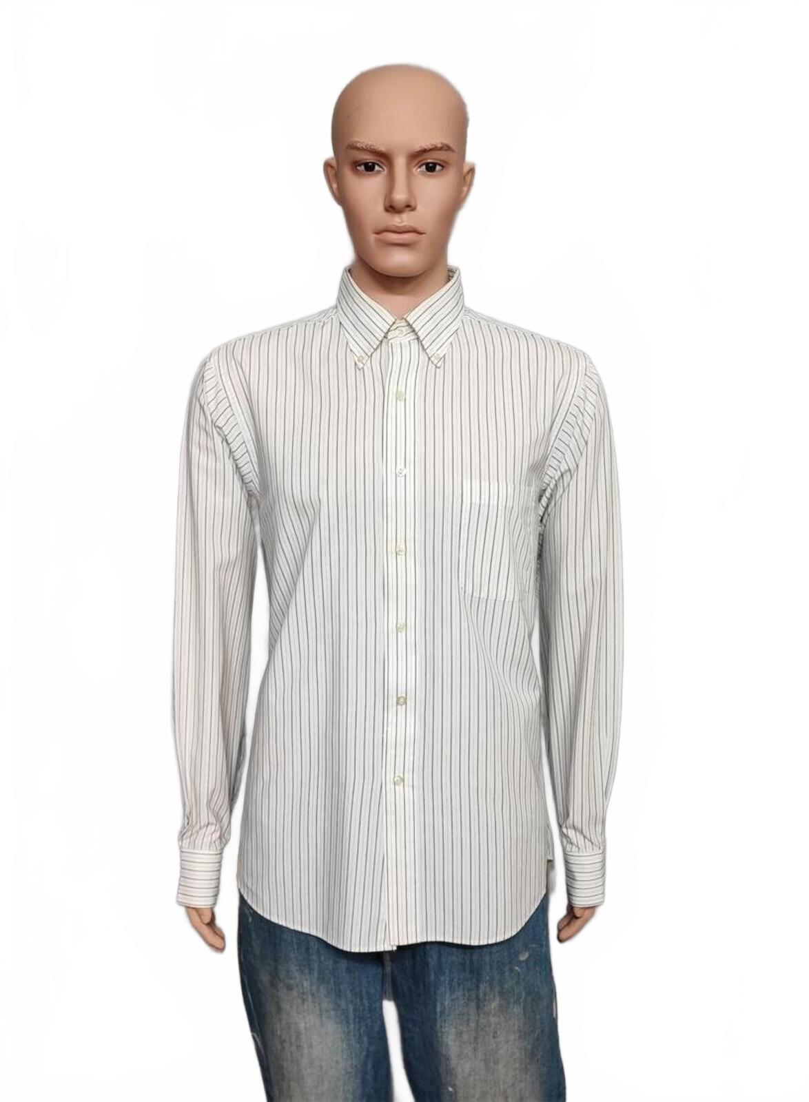 Vintage Chaps Striped Long Sleeve Crest Logo Preppy Casual Shirt Men's Size L