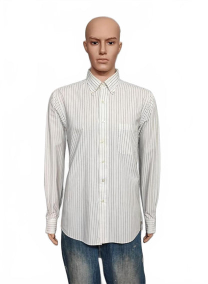 Vintage Chaps Striped Long Sleeve Crest Logo Preppy Casual Shirt Men's Size L