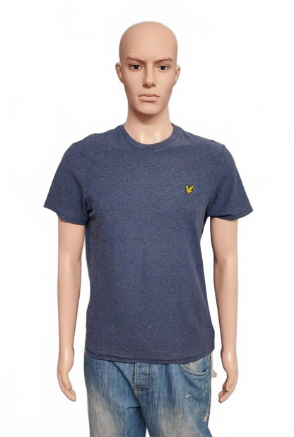 Vintage Lyle & Scott Striped T-Shirt Navy Blue Yellow Men's Size Medium M