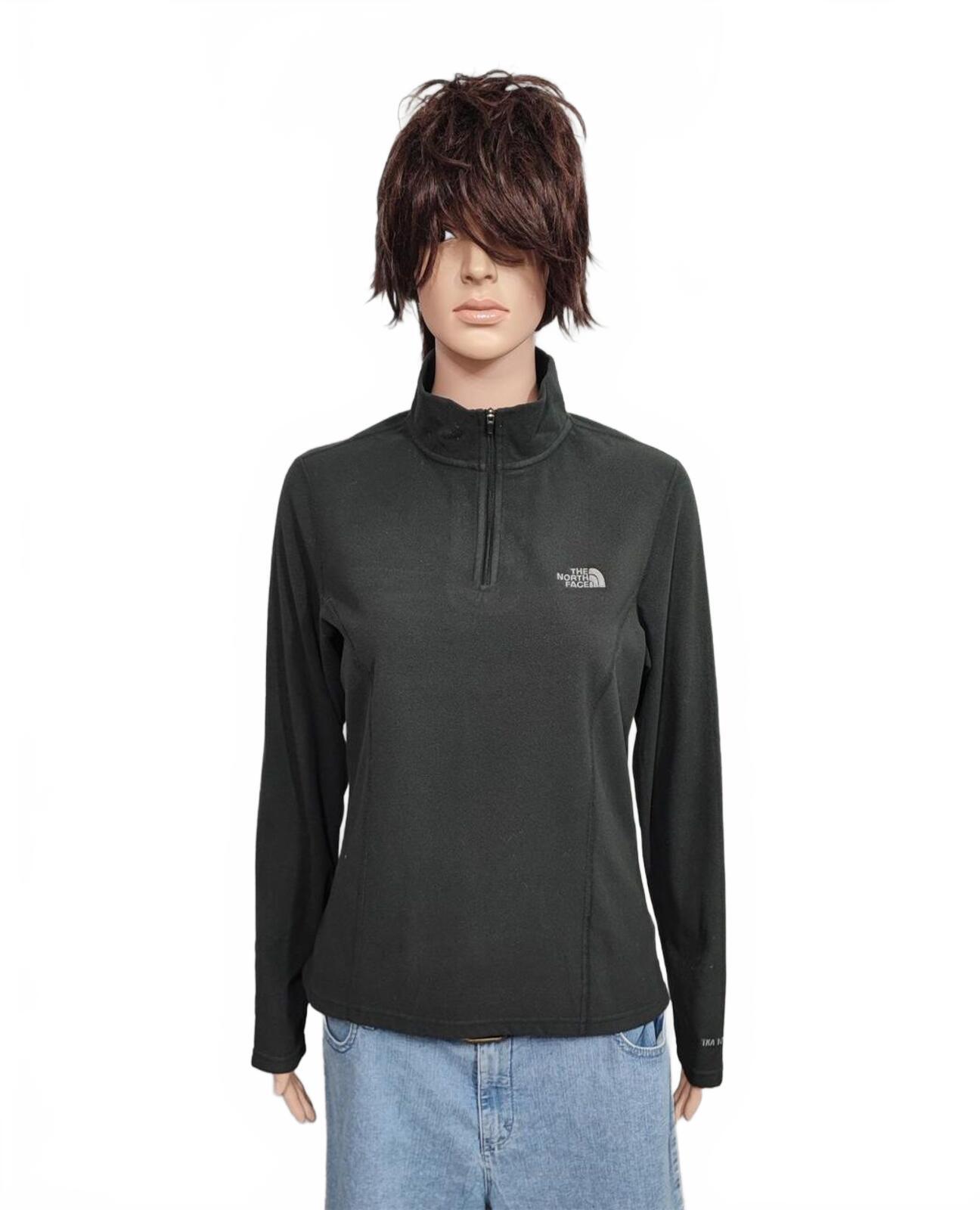 Vintage The North Face Plain Black Half Zip Fleece Pullover Jacket Women Medium