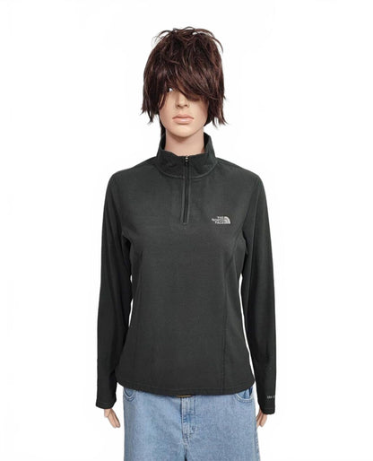 Vintage The North Face Plain Black Half Zip Fleece Pullover Jacket Women Medium